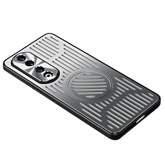 For Honor 90 Pro Hollow Heat Dissipation Phone Back Case Shell TPU+Aluminum Alloy Magnetic Cover