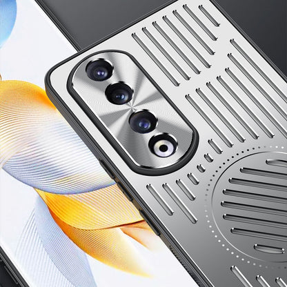 For Honor 90 Pro Hollow Heat Dissipation Phone Back Case Shell TPU+Aluminum Alloy Magnetic Cover