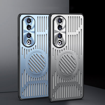 For Honor 90 Pro Hollow Heat Dissipation Phone Back Case Shell TPU+Aluminum Alloy Magnetic Cover