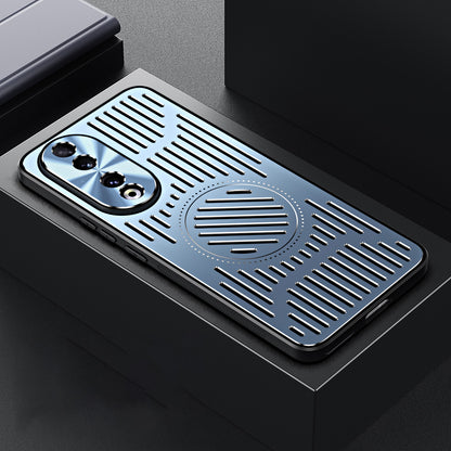 For Honor 90 Phone Case Hollow Heat Dissipation TPU+Aluminum Alloy Magnetic Back Cover