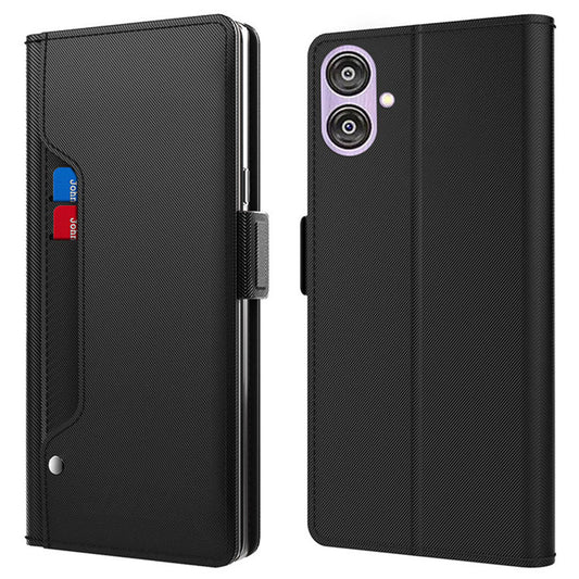 For Samsung Galaxy A04e 4G / F04 4G / M04 4G PU Leather Stand Case Mirror Phone Cover with Card Holder