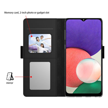For Samsung Galaxy A04e 4G / F04 4G / M04 4G PU Leather Stand Case Mirror Phone Cover with Card Holder