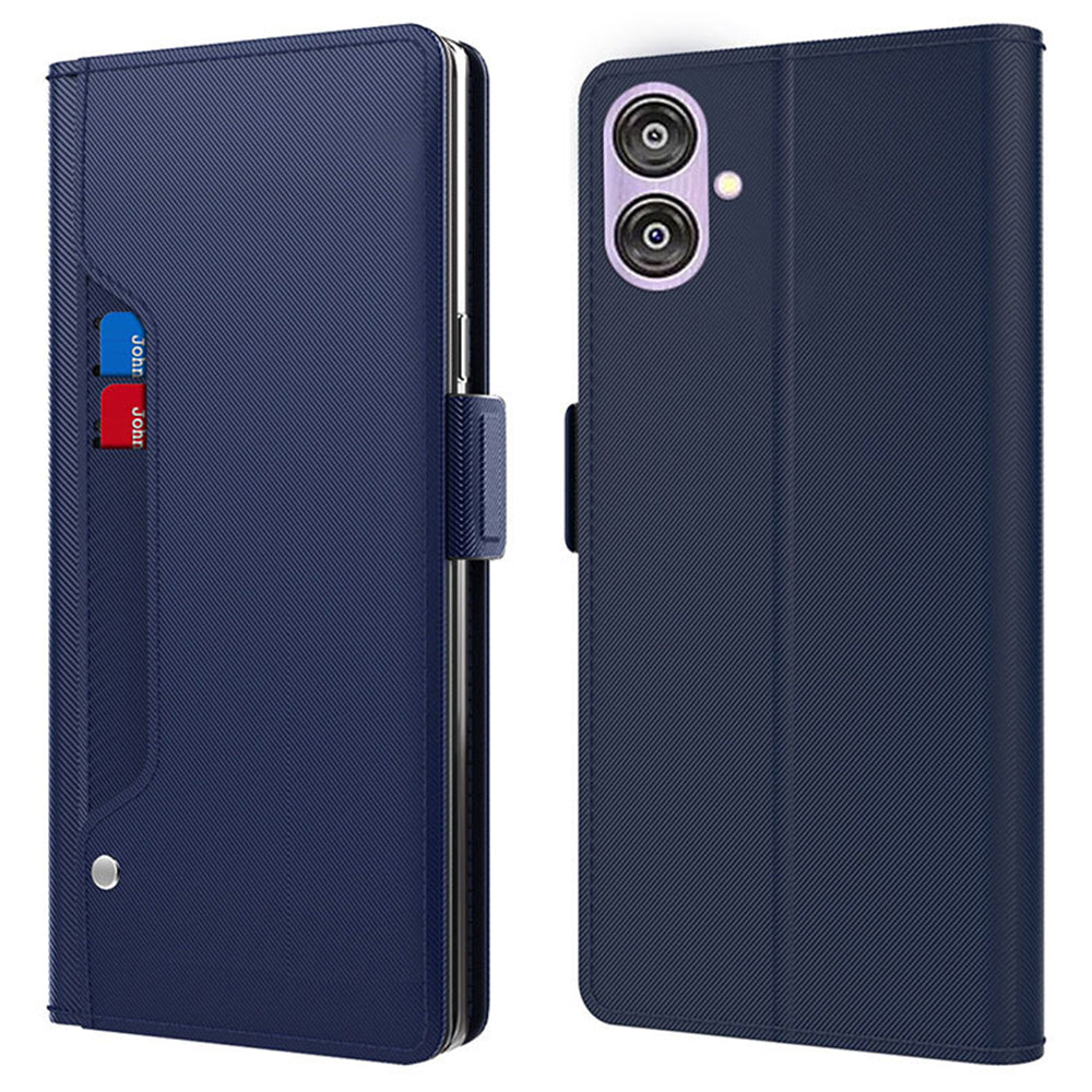 For Samsung Galaxy A04e 4G / F04 4G / M04 4G PU Leather Stand Case Mirror Phone Cover with Card Holder