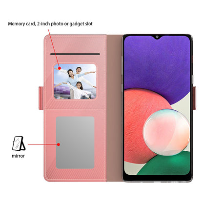 For Samsung Galaxy A04e 4G / F04 4G / M04 4G PU Leather Stand Case Mirror Phone Cover with Card Holder