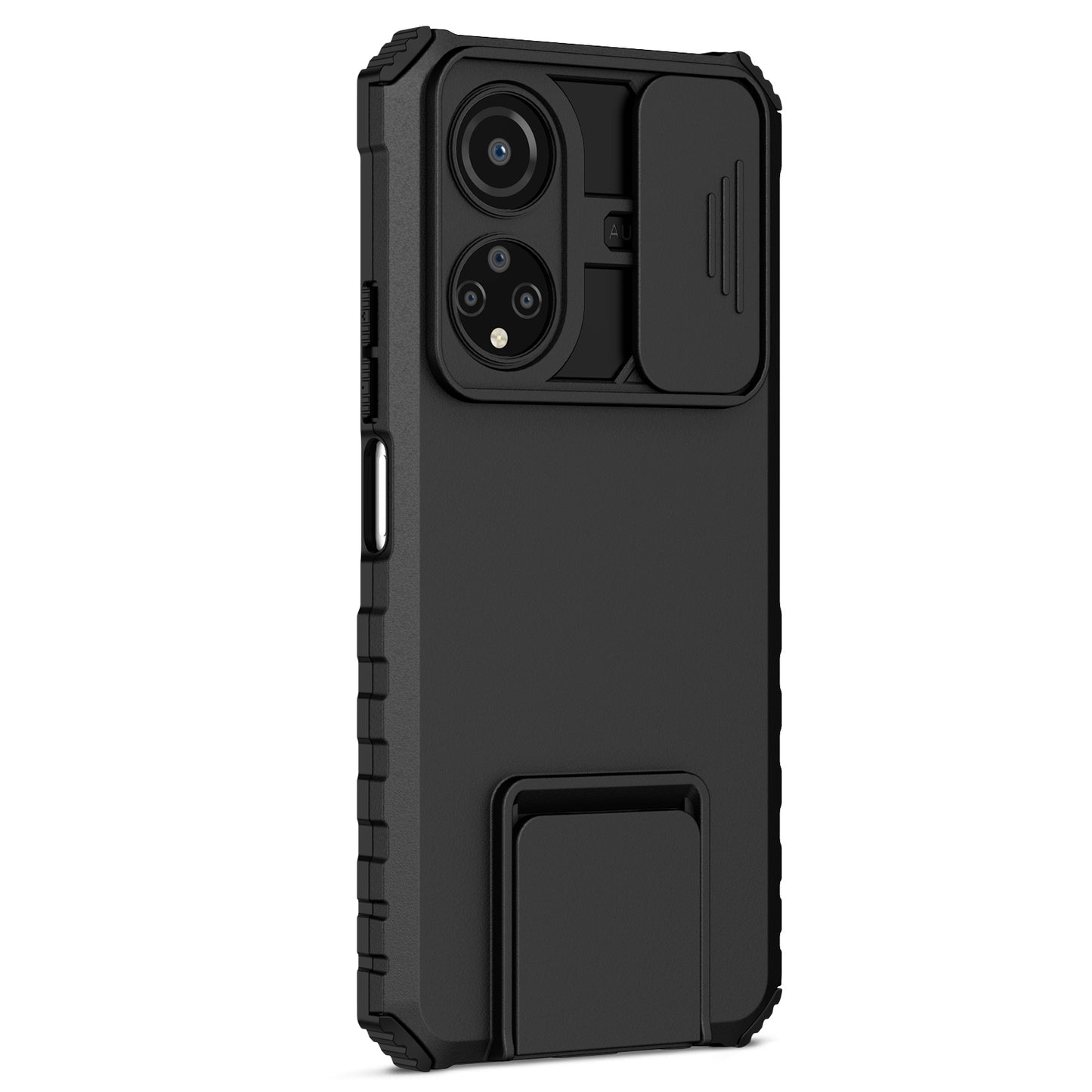 For Honor X7 Slide Camera Lid PC+TPU Cover Anti-drop Kickstand Phone Case