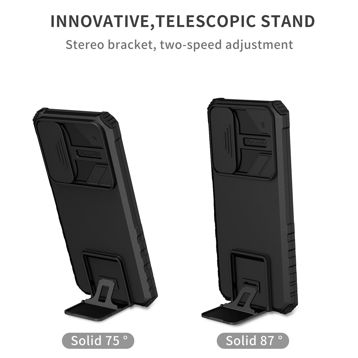For Honor X7 Slide Camera Lid PC+TPU Cover Anti-drop Kickstand Phone Case