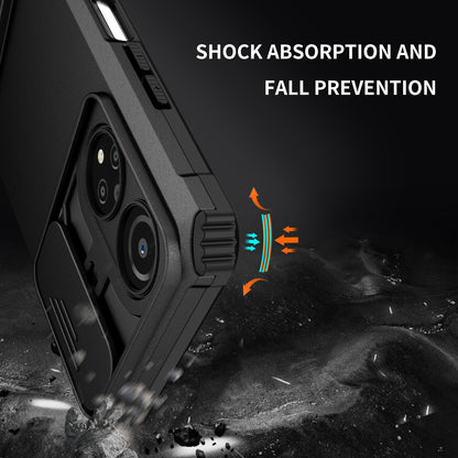 For Honor X7 Slide Camera Lid PC+TPU Cover Anti-drop Kickstand Phone Case