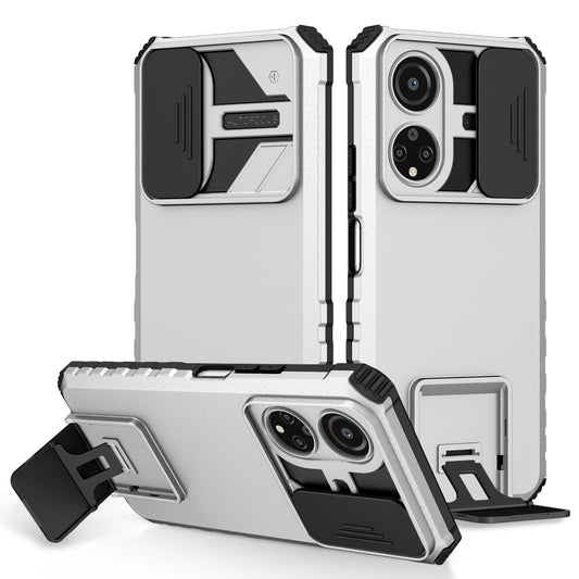 For Honor X7 Slide Camera Lid PC+TPU Cover Anti-drop Kickstand Phone Case