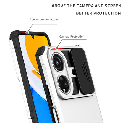 For Honor X7 Slide Camera Lid PC+TPU Cover Anti-drop Kickstand Phone Case