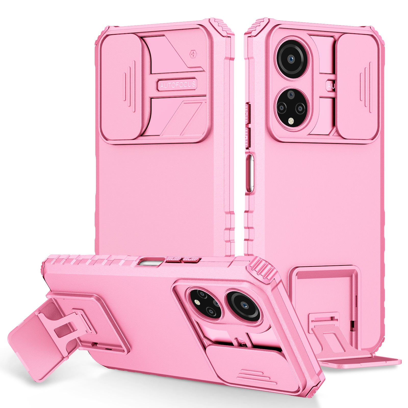 For Honor X7 Slide Camera Lid PC+TPU Cover Anti-drop Kickstand Phone Case