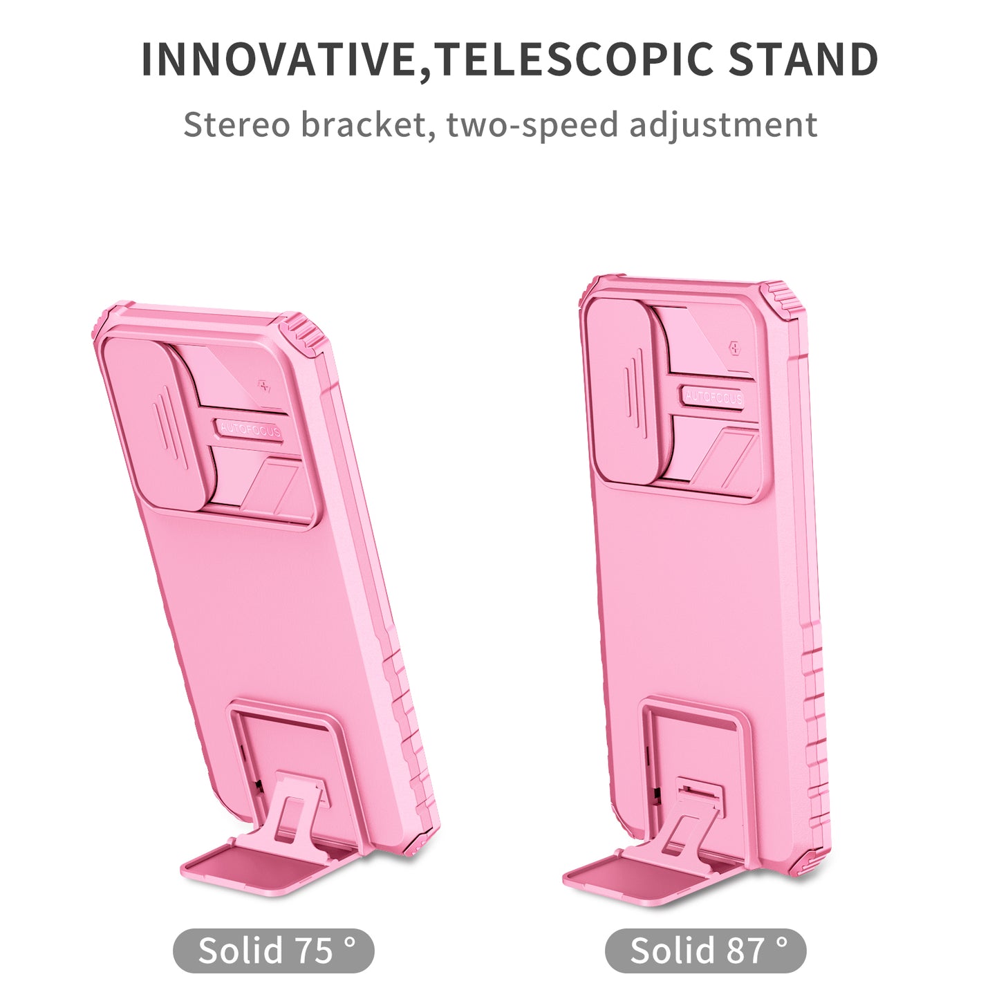 For Honor X7 Slide Camera Lid PC+TPU Cover Anti-drop Kickstand Phone Case