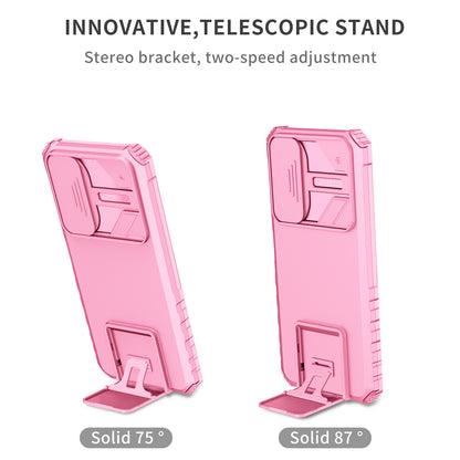 For Honor X7 Slide Camera Lid PC+TPU Cover Anti-drop Kickstand Phone Case