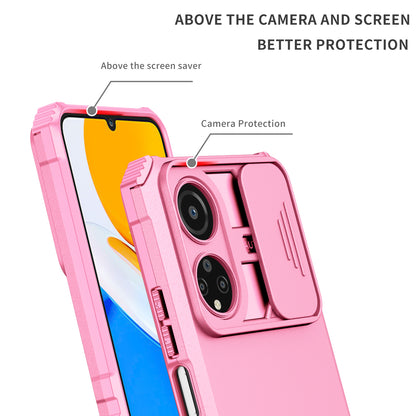 For Honor X7 Slide Camera Lid PC+TPU Cover Anti-drop Kickstand Phone Case