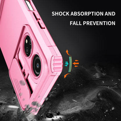 For Honor X7 Slide Camera Lid PC+TPU Cover Anti-drop Kickstand Phone Case