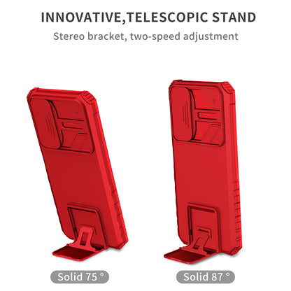 For Honor X7 Slide Camera Lid PC+TPU Cover Anti-drop Kickstand Phone Case