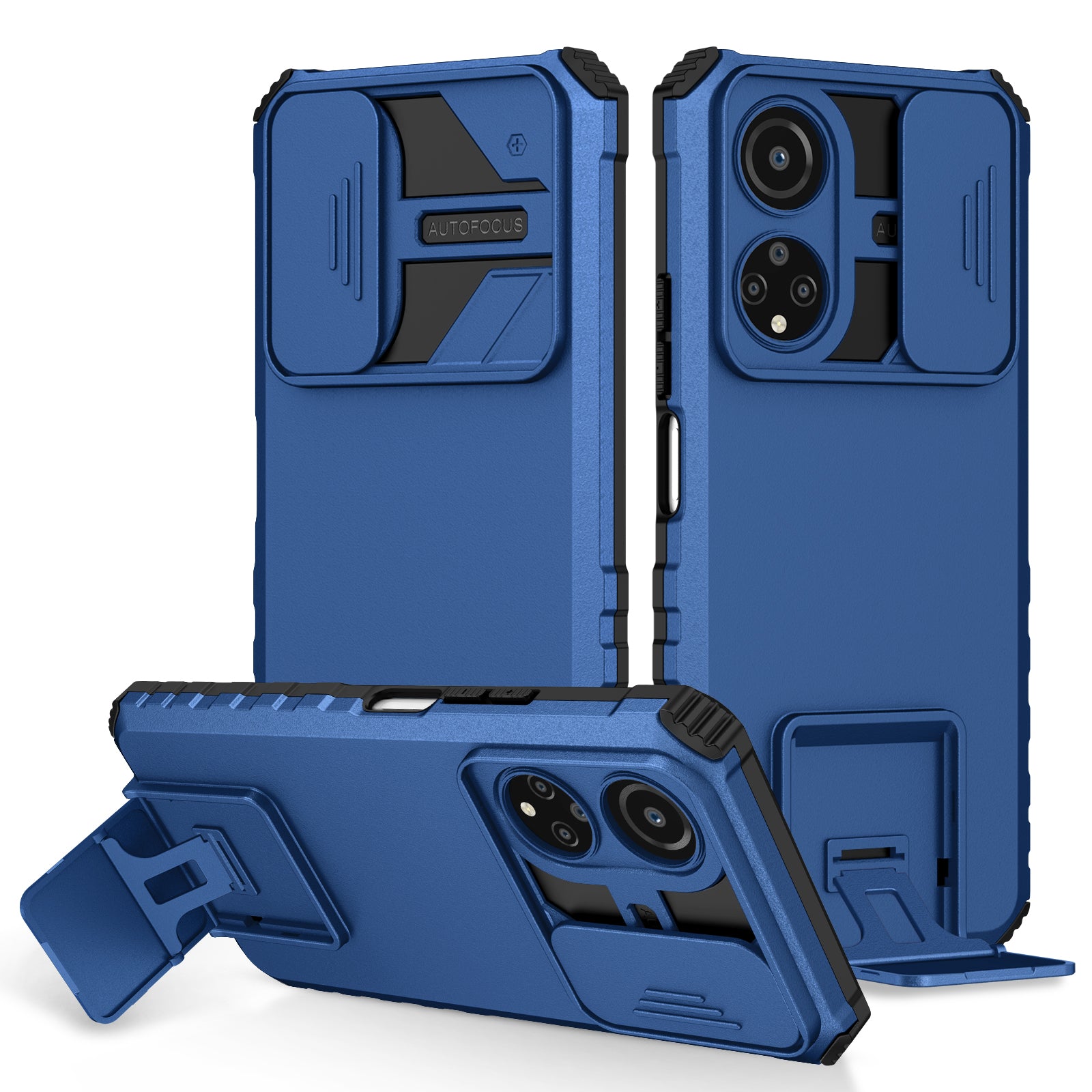 For Honor X7 Slide Camera Lid PC+TPU Cover Anti-drop Kickstand Phone Case