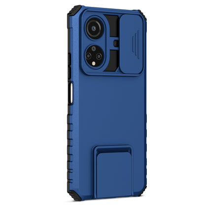 For Honor X7 Slide Camera Lid PC+TPU Cover Anti-drop Kickstand Phone Case