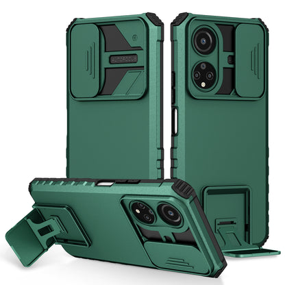 For Honor X7 Slide Camera Lid PC+TPU Cover Anti-drop Kickstand Phone Case