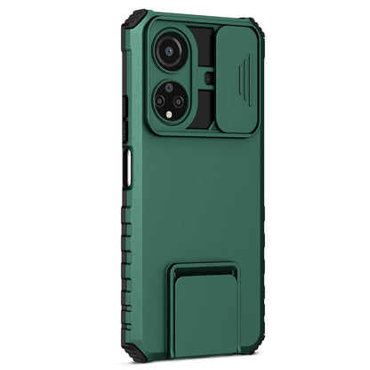 For Honor X7 Slide Camera Lid PC+TPU Cover Anti-drop Kickstand Phone Case