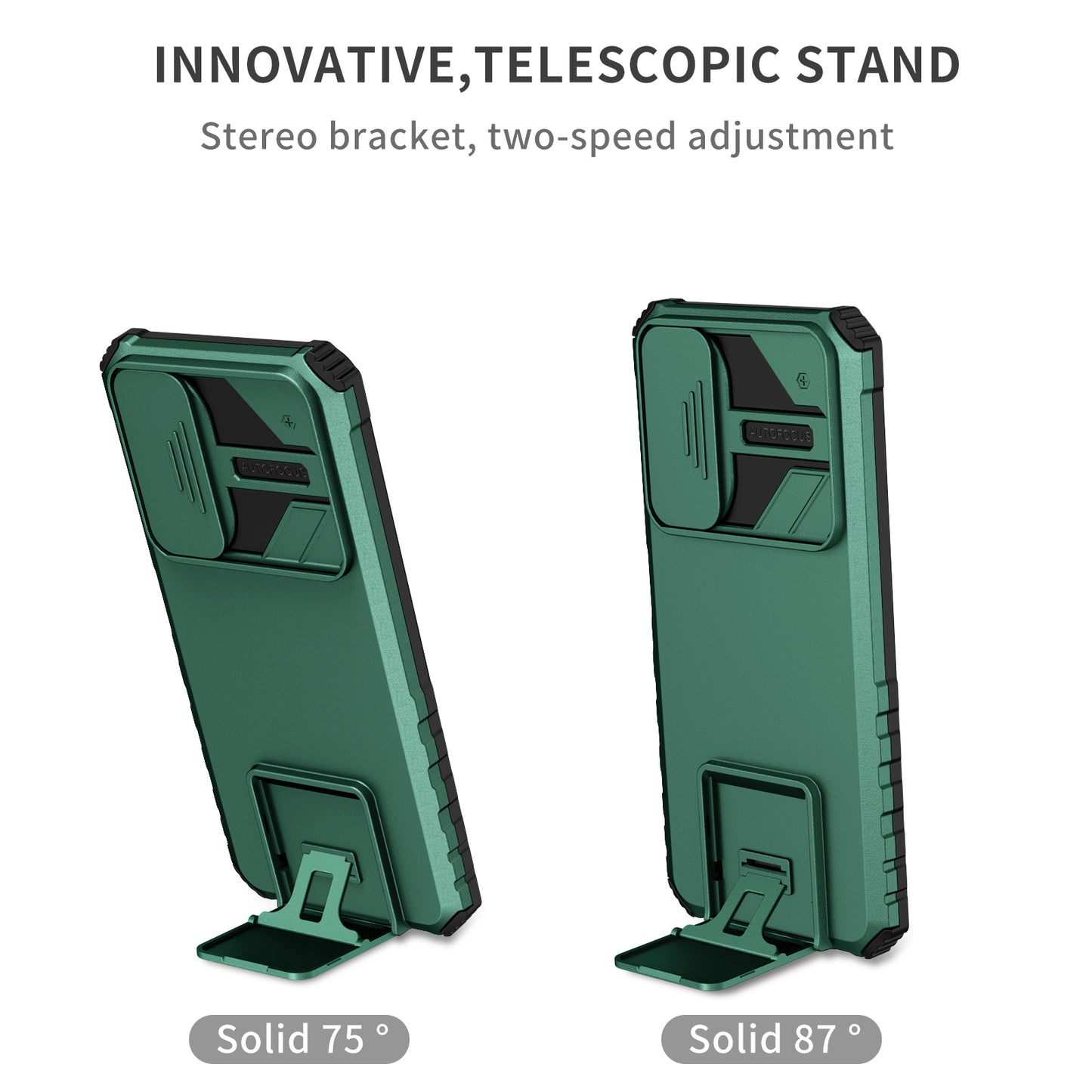 For Honor X7 Slide Camera Lid PC+TPU Cover Anti-drop Kickstand Phone Case
