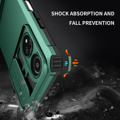 For Honor X7 Slide Camera Lid PC+TPU Cover Anti-drop Kickstand Phone Case