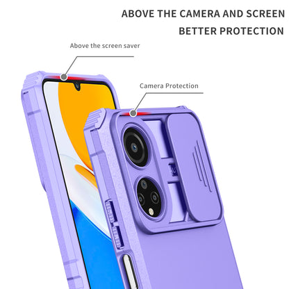 For Honor X7 Slide Camera Lid PC+TPU Cover Anti-drop Kickstand Phone Case