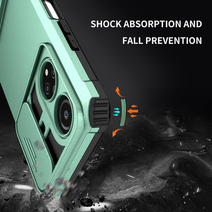 For Honor X7 Slide Camera Lid PC+TPU Cover Anti-drop Kickstand Phone Case