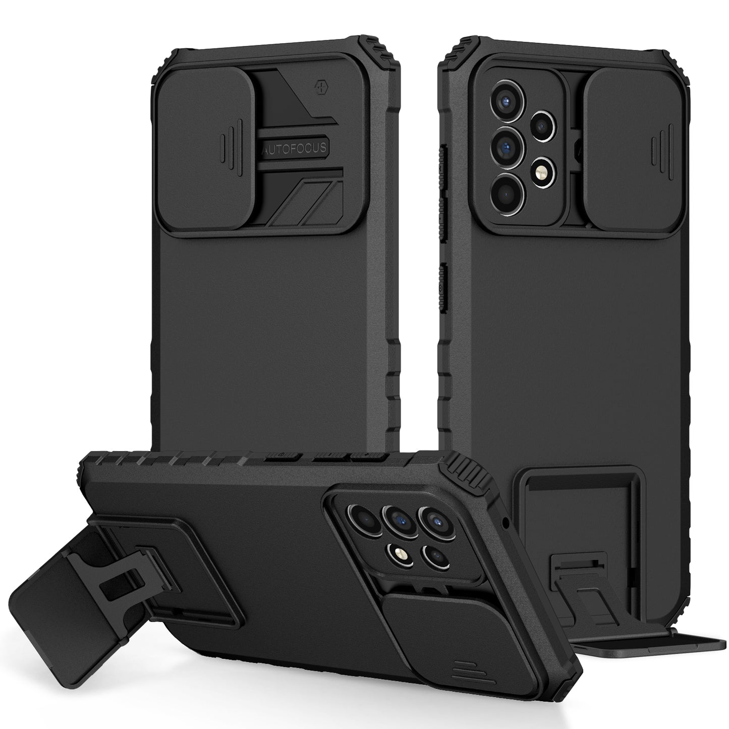 For Samsung Galaxy A52 4G / A52 5G / A52s 5G PC+TPU Kickstand Cover Slide Camera Lid Phone Case