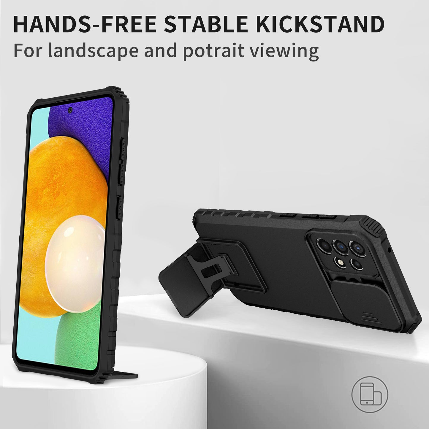 For Samsung Galaxy A52 4G / A52 5G / A52s 5G PC+TPU Kickstand Cover Slide Camera Lid Phone Case
