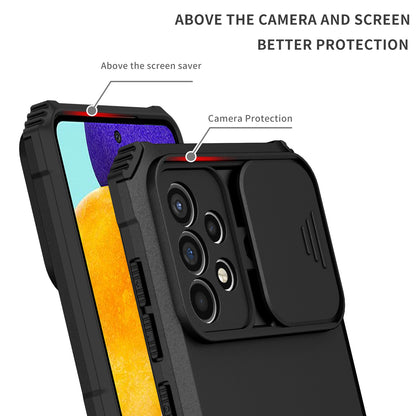 For Samsung Galaxy A52 4G / A52 5G / A52s 5G PC+TPU Kickstand Cover Slide Camera Lid Phone Case