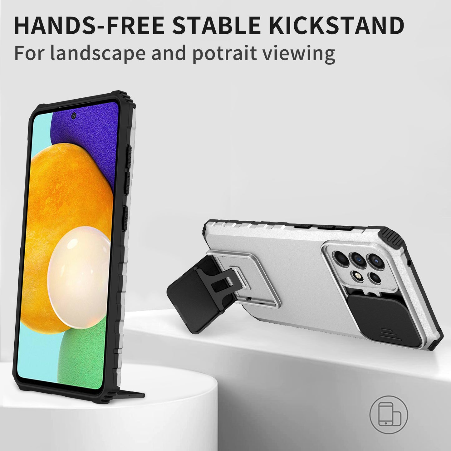 For Samsung Galaxy A52 4G / A52 5G / A52s 5G PC+TPU Kickstand Cover Slide Camera Lid Phone Case