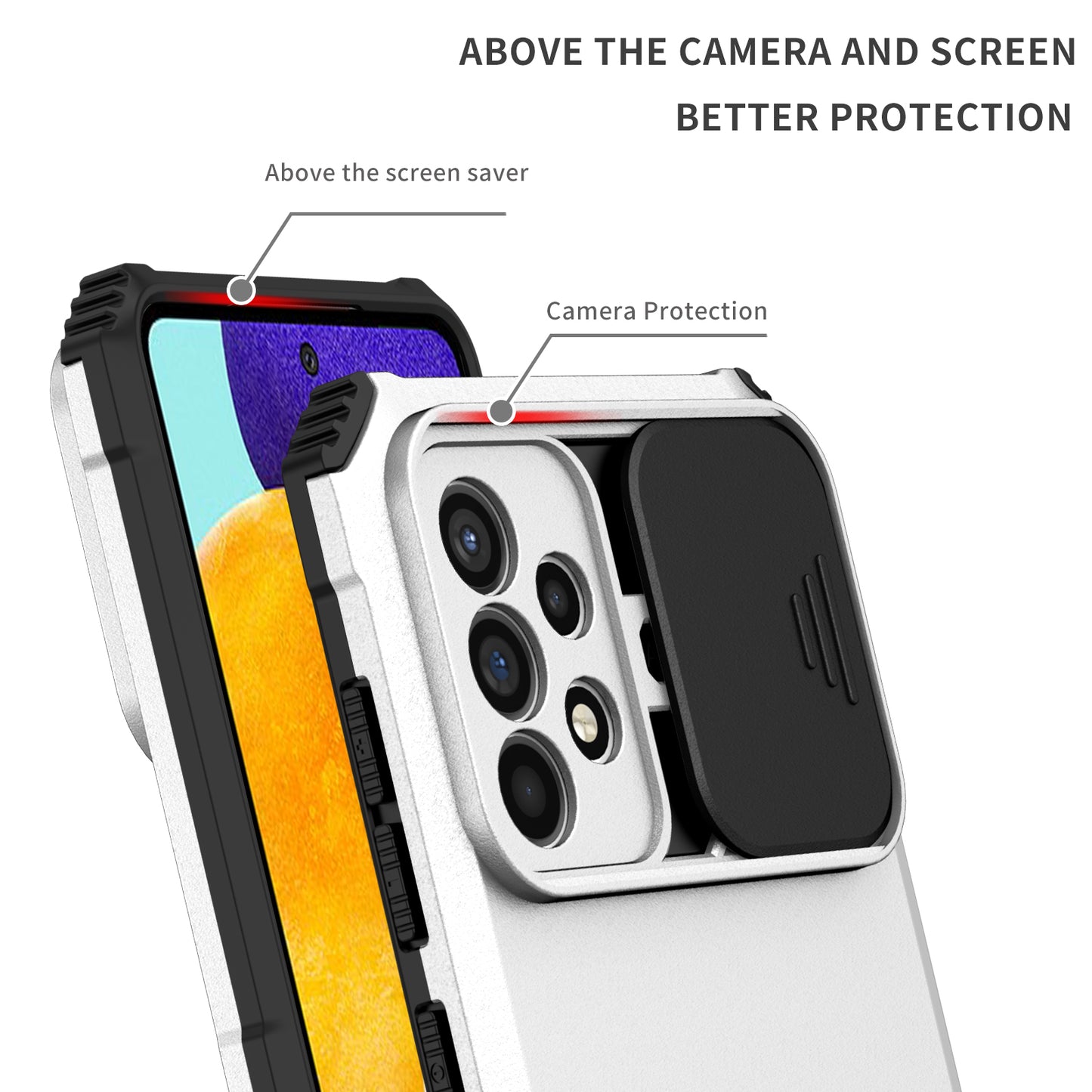 For Samsung Galaxy A52 4G / A52 5G / A52s 5G PC+TPU Kickstand Cover Slide Camera Lid Phone Case