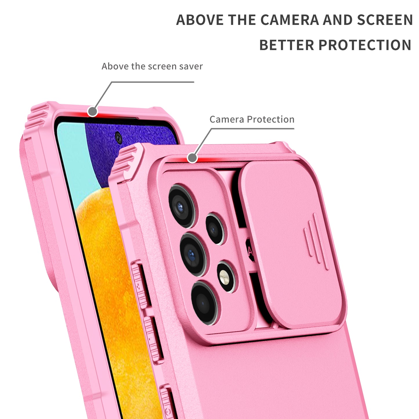 For Samsung Galaxy A52 4G / A52 5G / A52s 5G PC+TPU Kickstand Cover Slide Camera Lid Phone Case