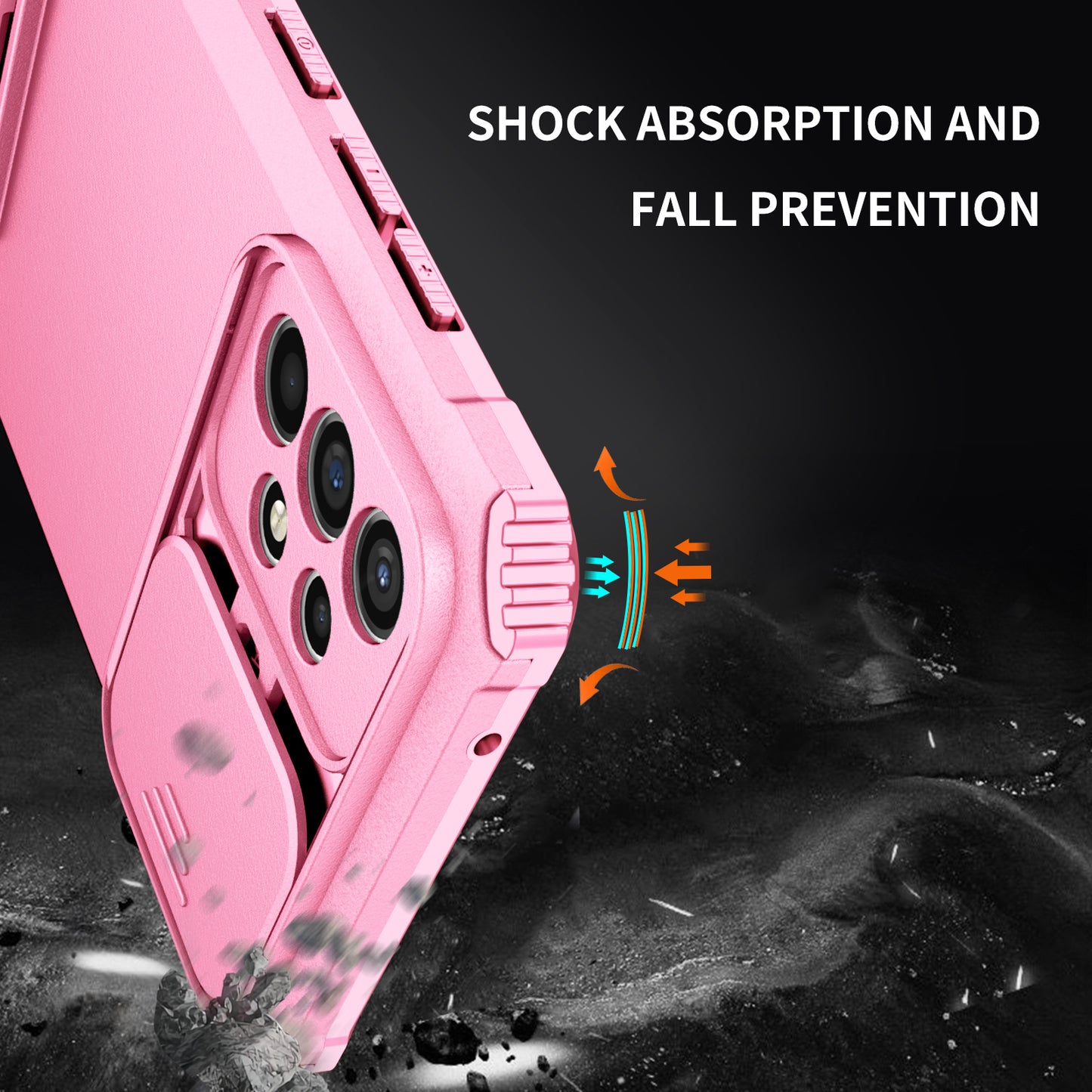 For Samsung Galaxy A52 4G / A52 5G / A52s 5G PC+TPU Kickstand Cover Slide Camera Lid Phone Case
