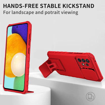 For Samsung Galaxy A52 4G / A52 5G / A52s 5G PC+TPU Kickstand Cover Slide Camera Lid Phone Case