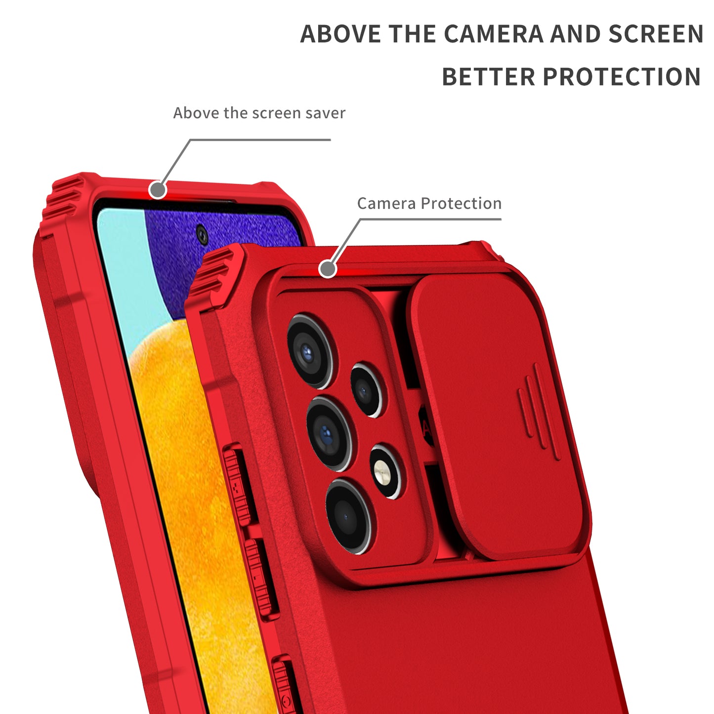 For Samsung Galaxy A52 4G / A52 5G / A52s 5G PC+TPU Kickstand Cover Slide Camera Lid Phone Case