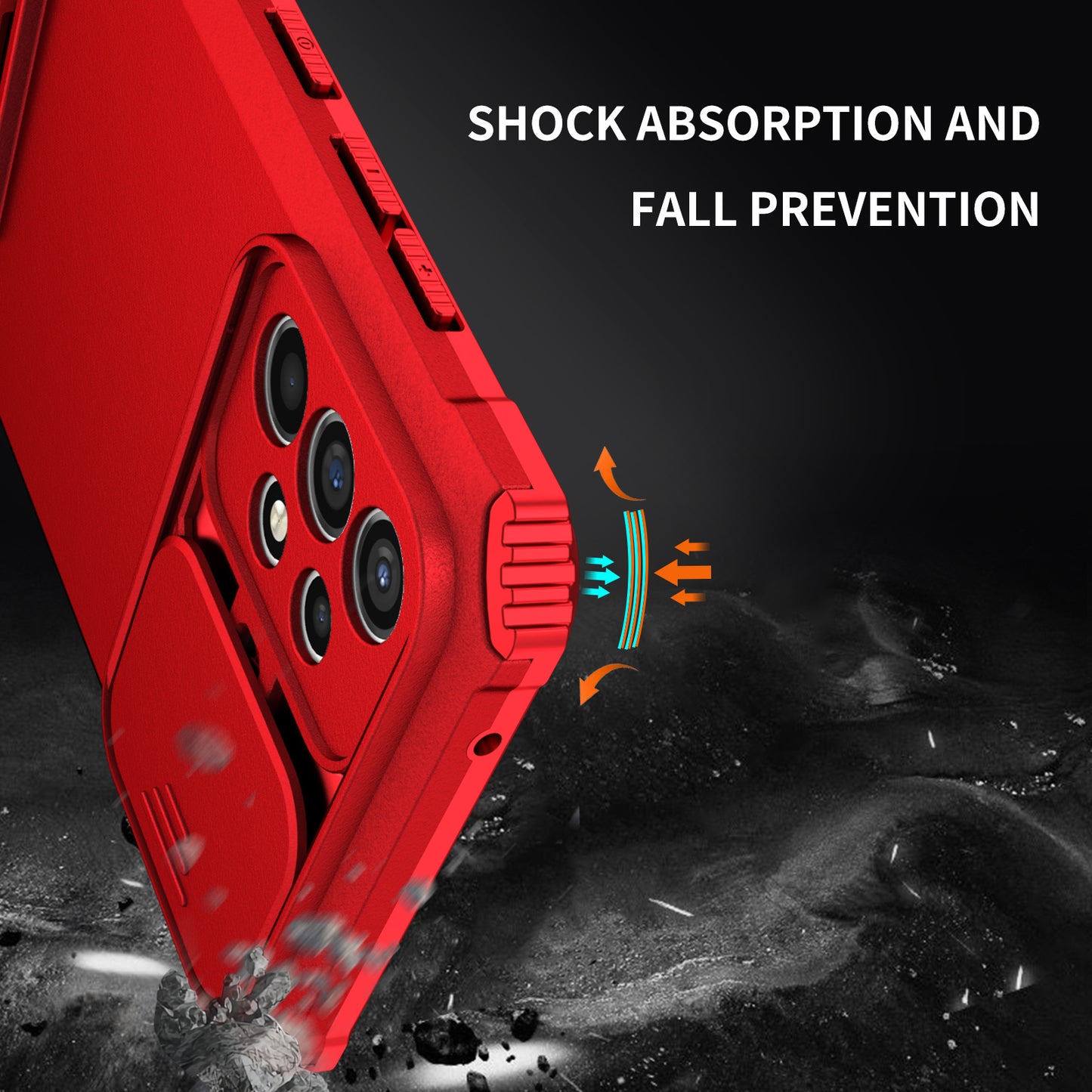 For Samsung Galaxy A52 4G / A52 5G / A52s 5G PC+TPU Kickstand Cover Slide Camera Lid Phone Case