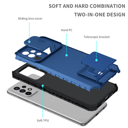 For Samsung Galaxy A52 4G / A52 5G / A52s 5G PC+TPU Kickstand Cover Slide Camera Lid Phone Case