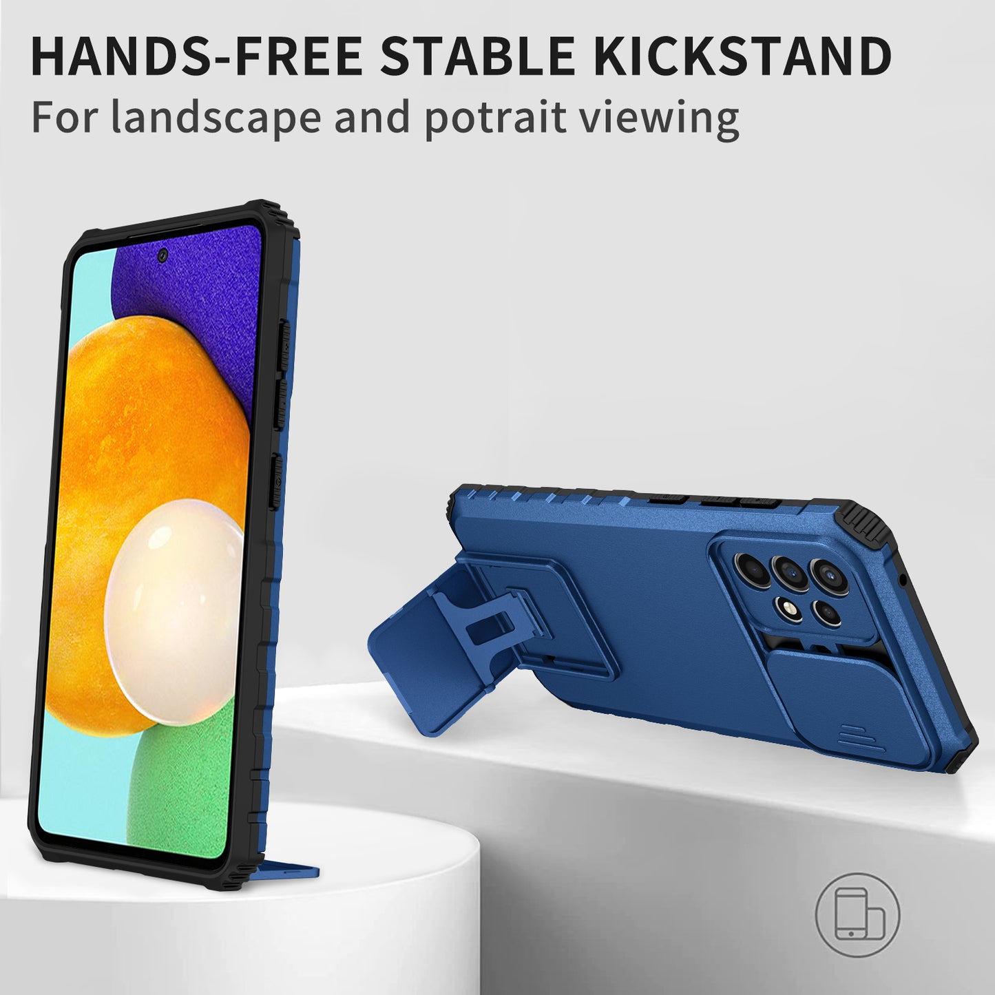 For Samsung Galaxy A52 4G / A52 5G / A52s 5G PC+TPU Kickstand Cover Slide Camera Lid Phone Case