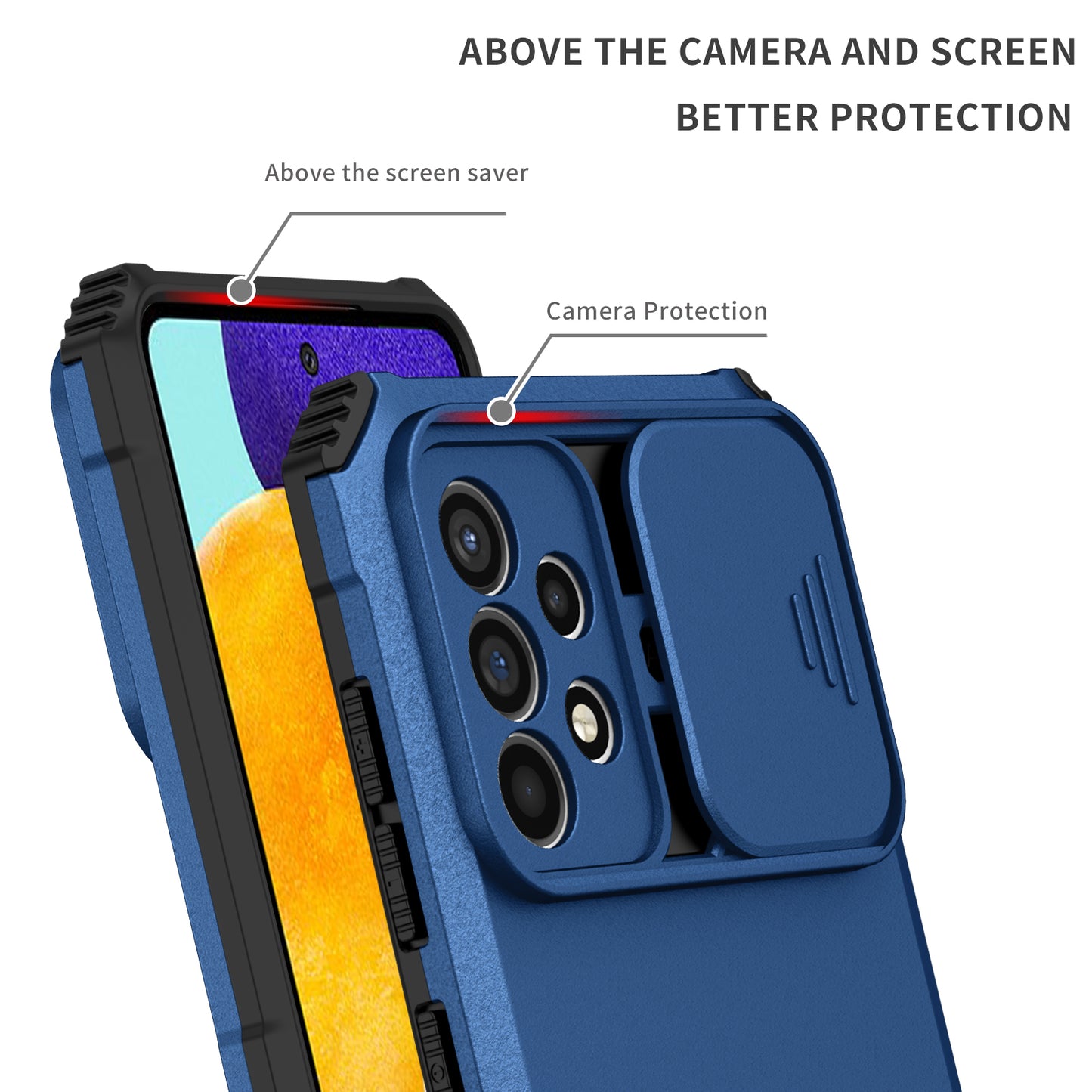 For Samsung Galaxy A52 4G / A52 5G / A52s 5G PC+TPU Kickstand Cover Slide Camera Lid Phone Case