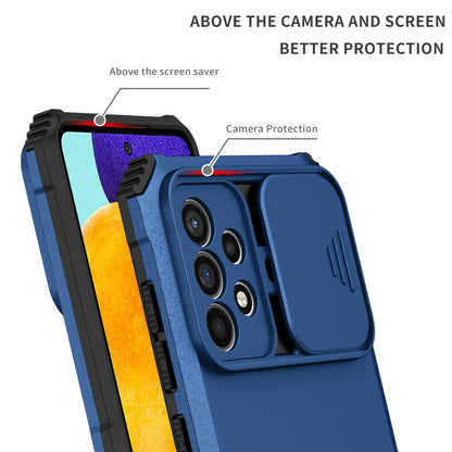 For Samsung Galaxy A52 4G / A52 5G / A52s 5G PC+TPU Kickstand Cover Slide Camera Lid Phone Case