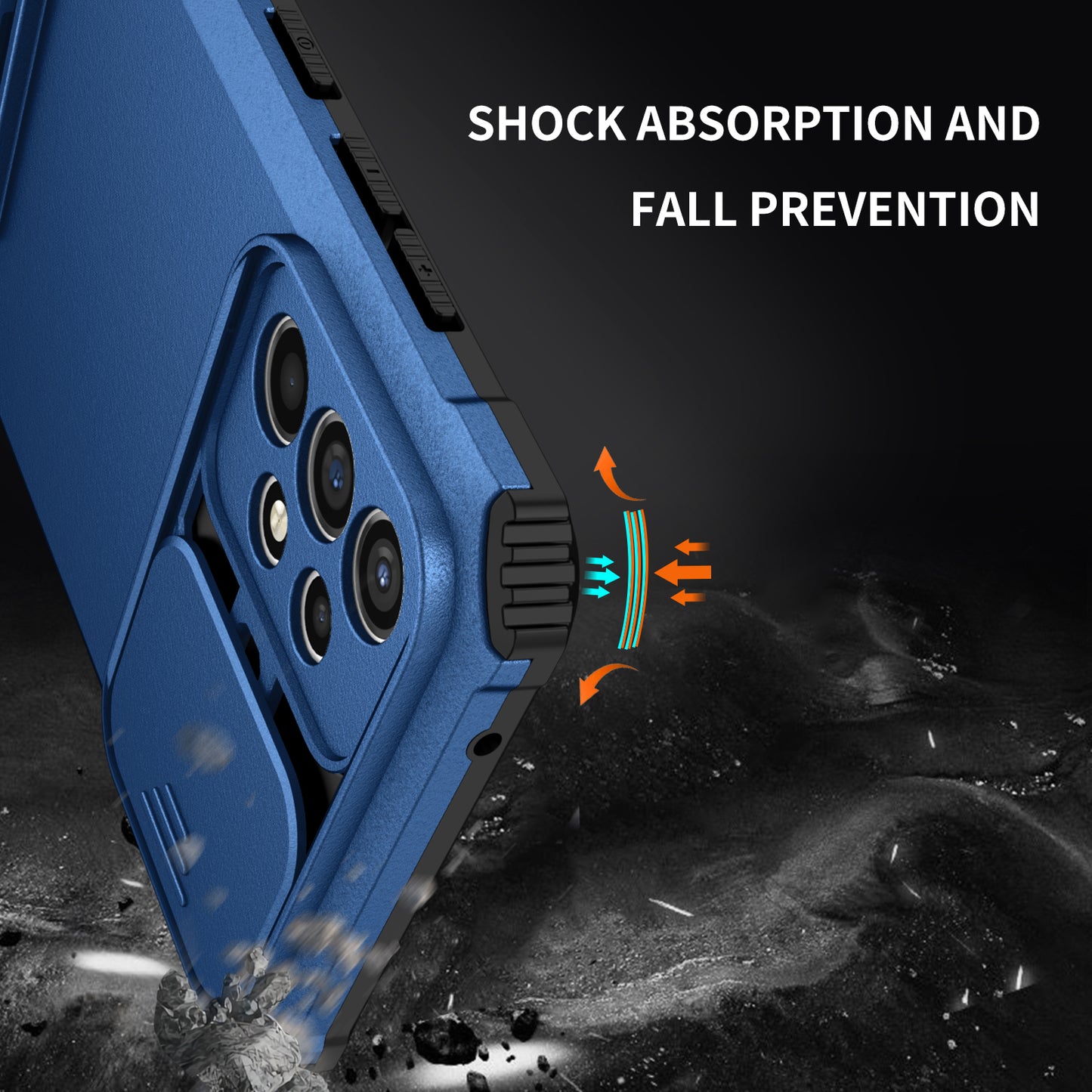 For Samsung Galaxy A52 4G / A52 5G / A52s 5G PC+TPU Kickstand Cover Slide Camera Lid Phone Case