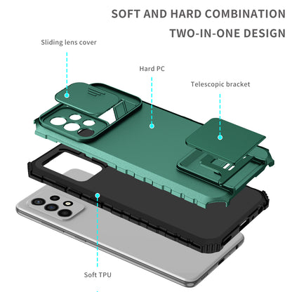 For Samsung Galaxy A52 4G / A52 5G / A52s 5G PC+TPU Kickstand Cover Slide Camera Lid Phone Case