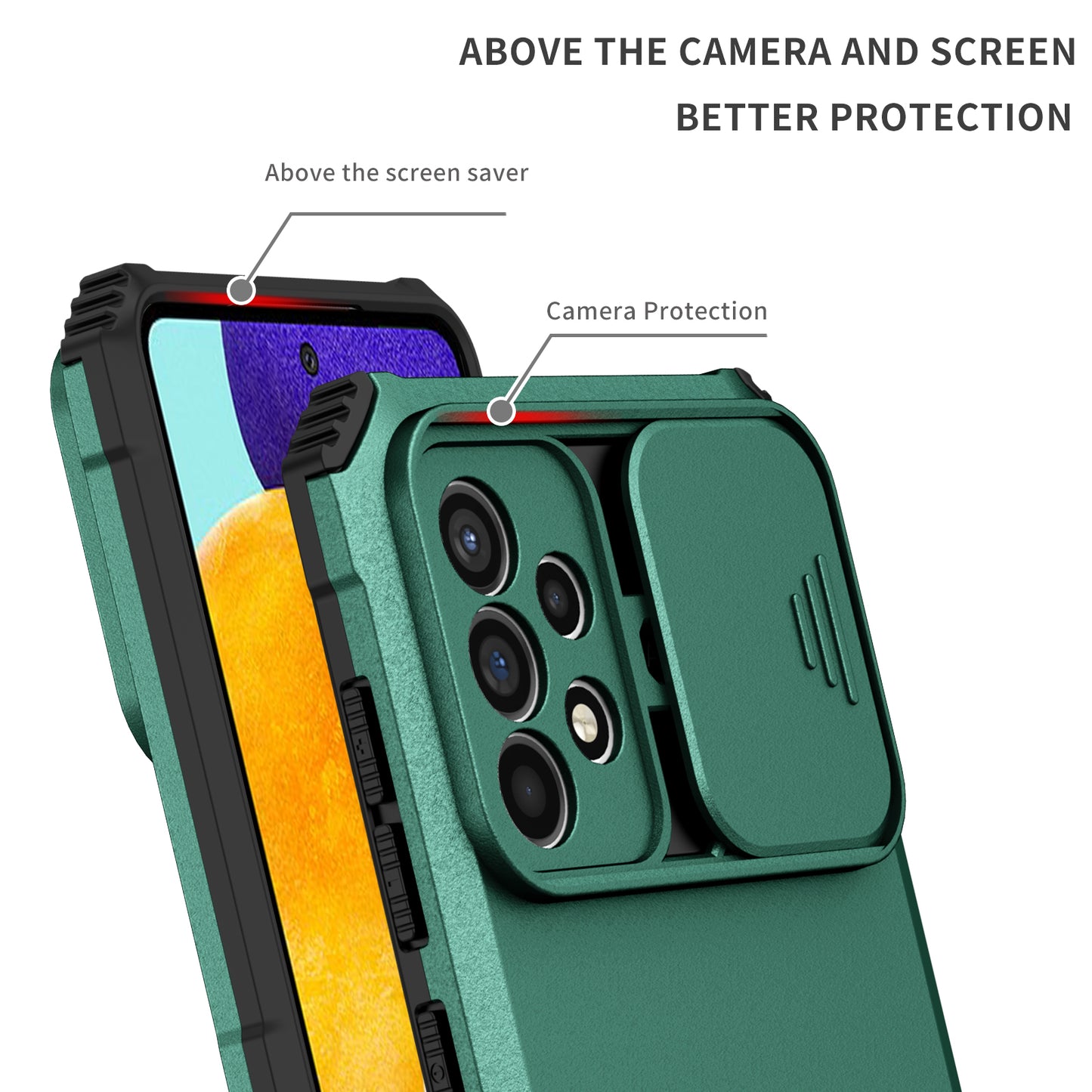 For Samsung Galaxy A52 4G / A52 5G / A52s 5G PC+TPU Kickstand Cover Slide Camera Lid Phone Case