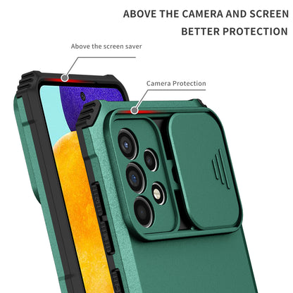 For Samsung Galaxy A52 4G / A52 5G / A52s 5G PC+TPU Kickstand Cover Slide Camera Lid Phone Case