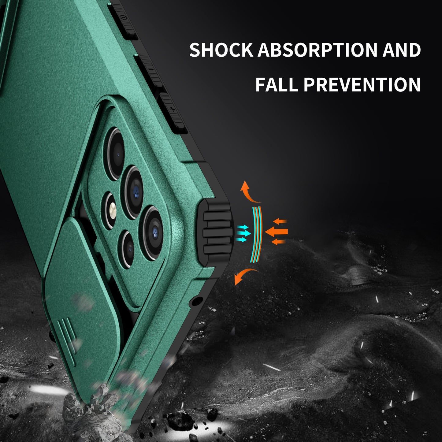 For Samsung Galaxy A52 4G / A52 5G / A52s 5G PC+TPU Kickstand Cover Slide Camera Lid Phone Case