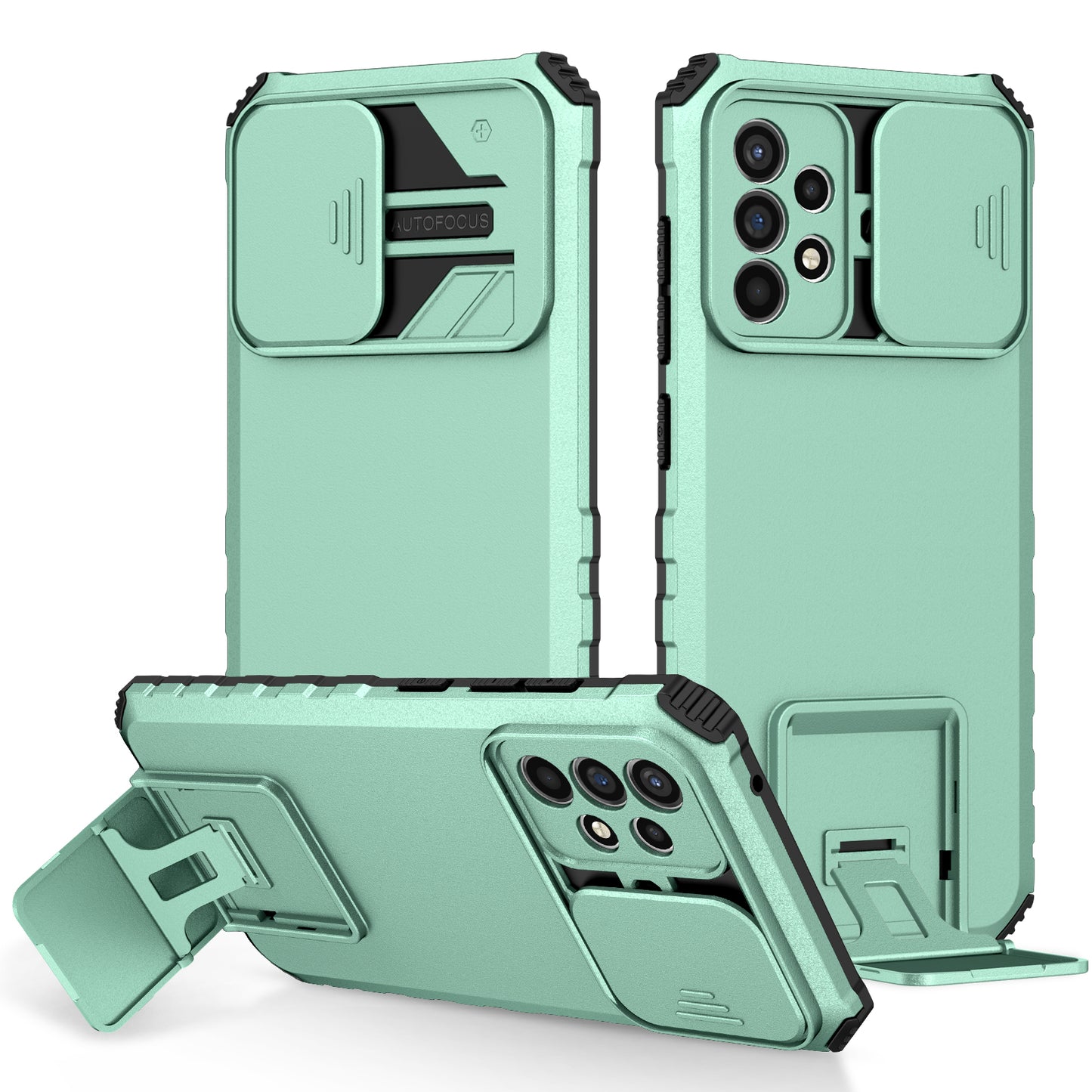 For Samsung Galaxy A52 4G / A52 5G / A52s 5G PC+TPU Kickstand Cover Slide Camera Lid Phone Case