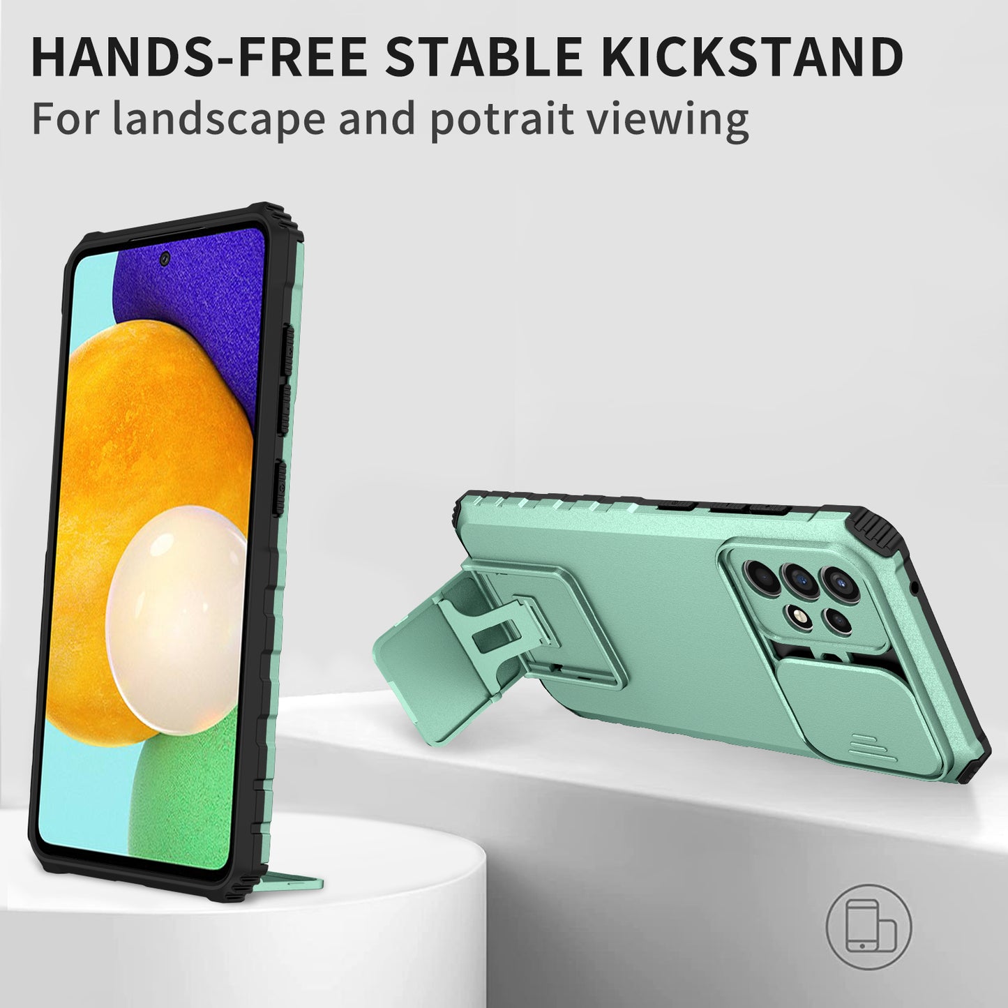 For Samsung Galaxy A52 4G / A52 5G / A52s 5G PC+TPU Kickstand Cover Slide Camera Lid Phone Case