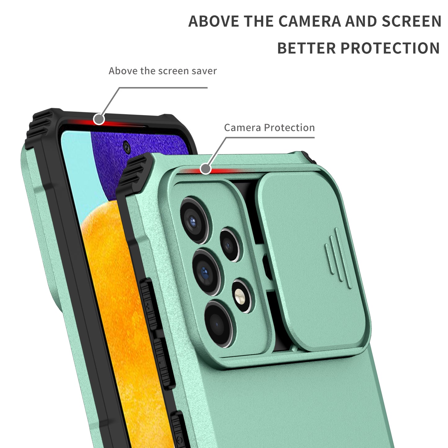 For Samsung Galaxy A52 4G / A52 5G / A52s 5G PC+TPU Kickstand Cover Slide Camera Lid Phone Case