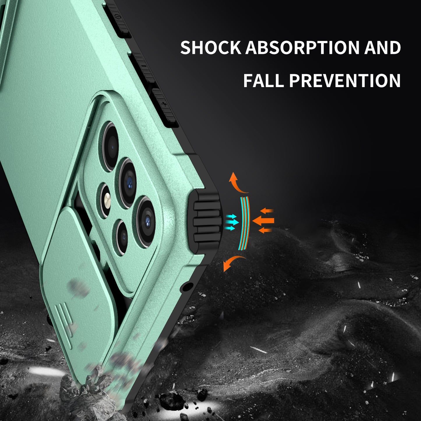 For Samsung Galaxy A52 4G / A52 5G / A52s 5G PC+TPU Kickstand Cover Slide Camera Lid Phone Case